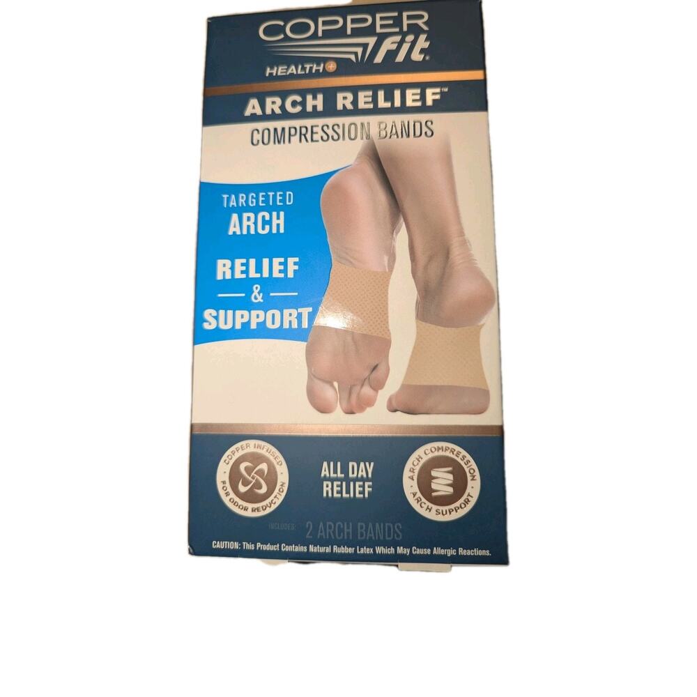 Copper Fit Copper Infused Arch Relief COMPRESSION BANDS - Beige 2 PACK